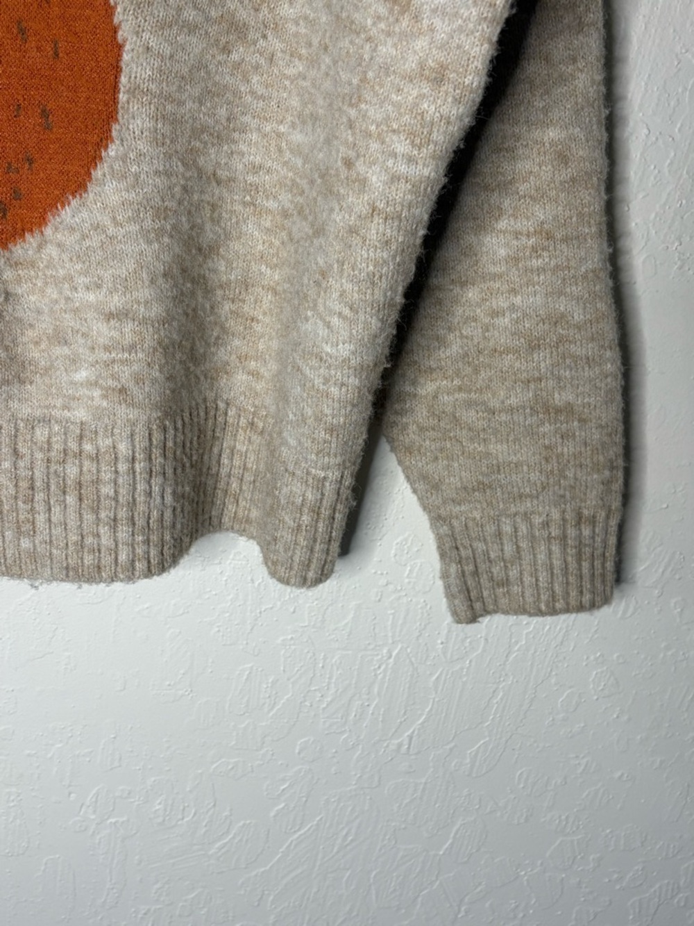 CIDER Pear Graphic Knit Sweater Women Plus 1XL Wool Oversized Cream Cottagecore - Picture 5 of 9